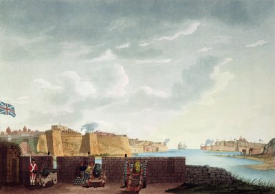 Uitzicht op La Valletta tijdens het beleg van 1800 (gegraveerd door Francis Chesham, 1803) door Captain James Weir